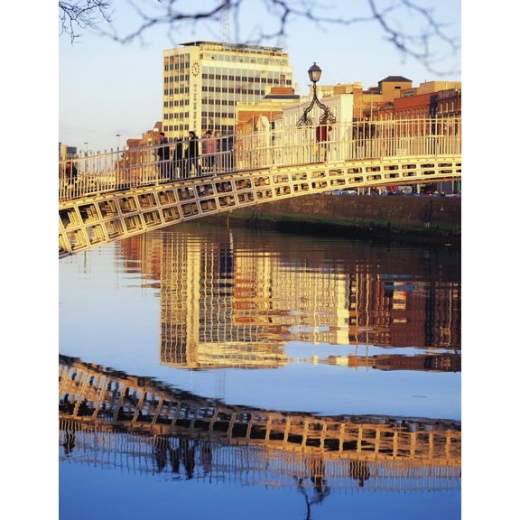Posterazzi DPI1802048 HaPenny Bridge River Liffey Dublin Ireland 19th Century Bridge Poster Print by The Irish Image Collection, 13 x 17