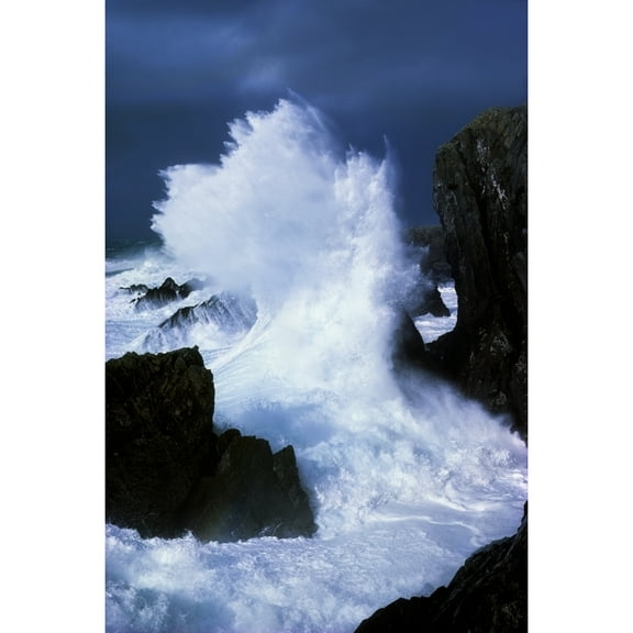 Posterazzi DPI1810659LARGE Ireland Waves Crashing On Rocks Poster Print by The Irish Image Collection, 24 x 36 - Large