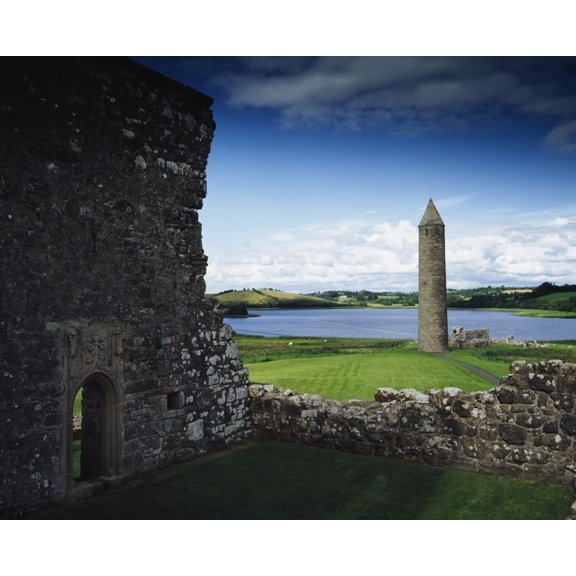 Posterazzi DPI1817480LARGE Devenish Monastic Site Lough Erne Co Fermanagh Ireland - Medieval Monastic Site Poster Print by The Irish Image Collection, 32 x 26 - Large