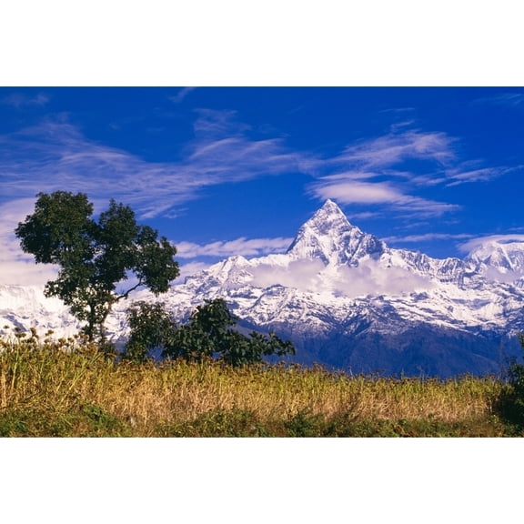 Posterazzi DPI1822568 View of Machhapuchhare from Sarangkot Annapurna Region Nepal Poster Print by Bilderbuch, 18 x 12