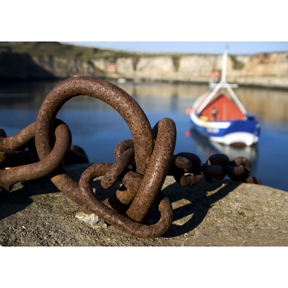 Posterazzi DPI1824163 Harbour with Mooring & Fishing Boat Poster Print by John Short, 17 x 12