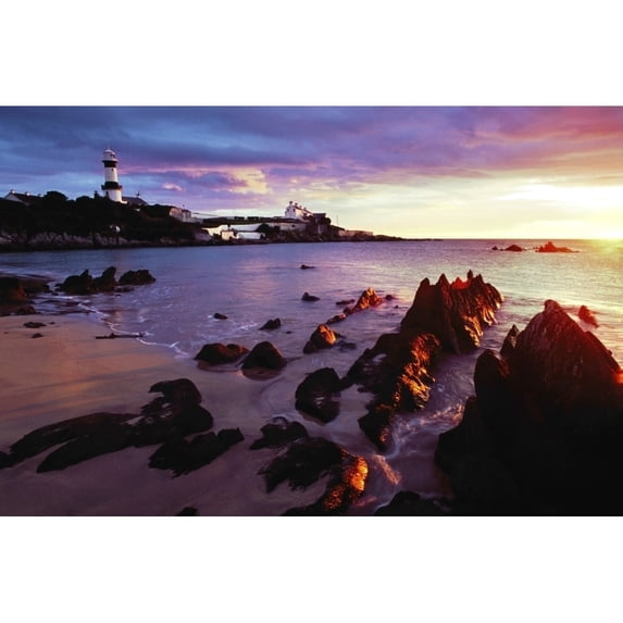 Posterazzi DPI1829275LARGE Sunset Over Beach with Lighthouse Poster Print by Gareth McCormack, 36 x 24 - Large