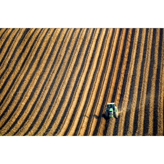 Posterazzi DPI1830844 Tractor Plowing A Field Poster Print by John Short, 17 x 11