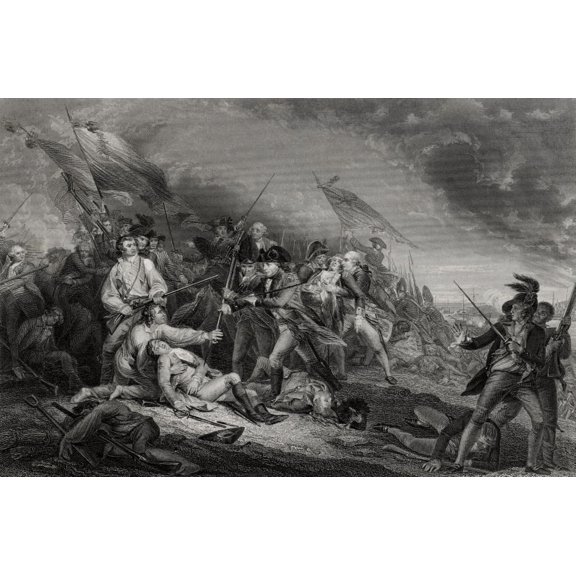 The Battle At Bunkers Hill Near Boston Usa 7 June 1775 From A 19Th Century Print Engraved By J C Armytage After J Trumbull Poster Print (18 x 11)