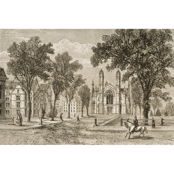 Posterazzi DPI1839534 Gore Hall At Harvard College, Cambridge Massachusetts In 1870S From American Pictures Drawn with Pen & Pencil by Rev Samuel Manning Circa 1880 Poster Print, 17 x 11