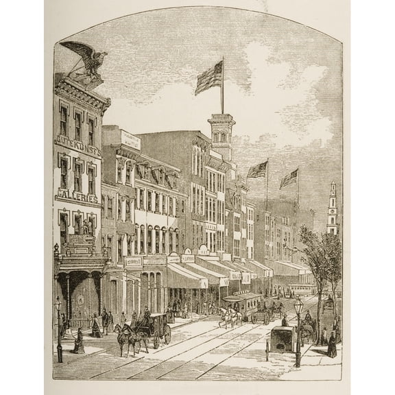 Posterazzi DPI1839552LARGE Arch Street Philadelphia Pennsylvania In 1870S From American Pictures Drawn with Pen & Pencil by Rev Samuel Manning Circle Poster Print, Large - 24 x 32