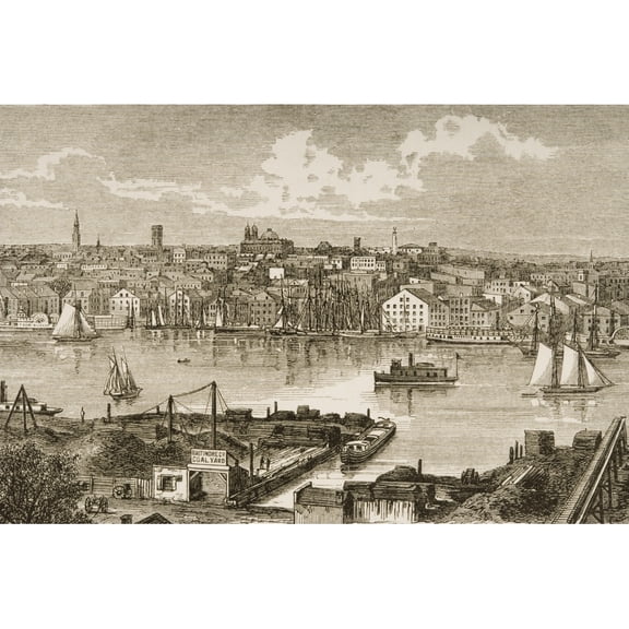 Posterazzi DPI1839555 Baltimore Maryland In 1870S From American Pictures Drawn with Pen & Pencil by Rev Samuel Manning Circa 1880 Poster Print, 17 x 11