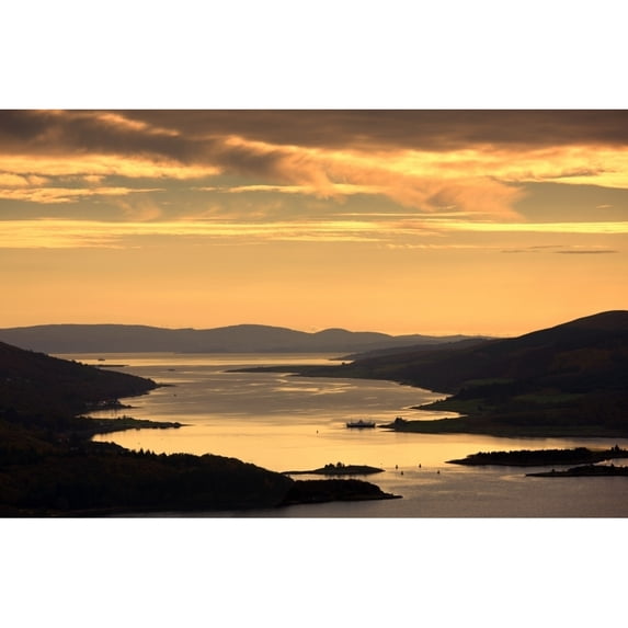 Posterazzi DPI1842307LARGE Sunset Over Water Argyll & Bute Scotland Poster Print, Large - 36 x 22