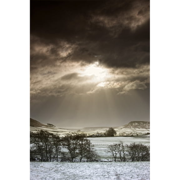 Posterazzi DPI1842698LARGE North Yorkshire England - Sun Shining Over Sepia-Toned Winter Landscape Poster Print, Large - 24 x 36