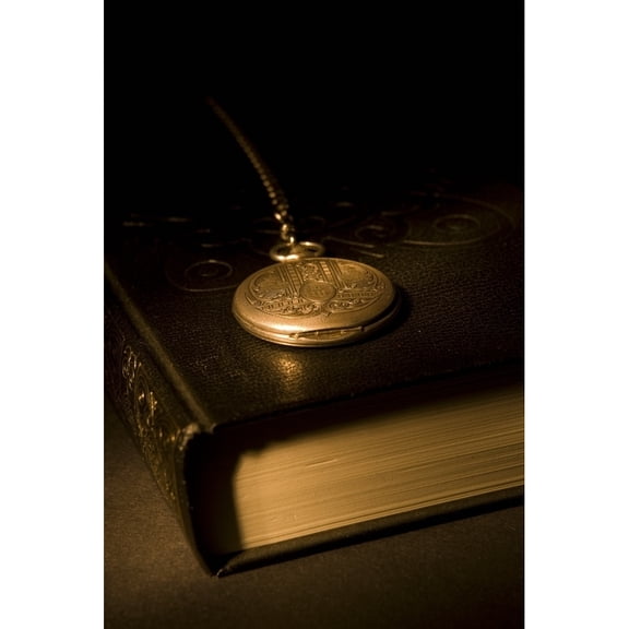 Posterazzi DPI1844705LARGE Gold Pocket Watch Resting On A Book Poster Print, Large - 22 x 34