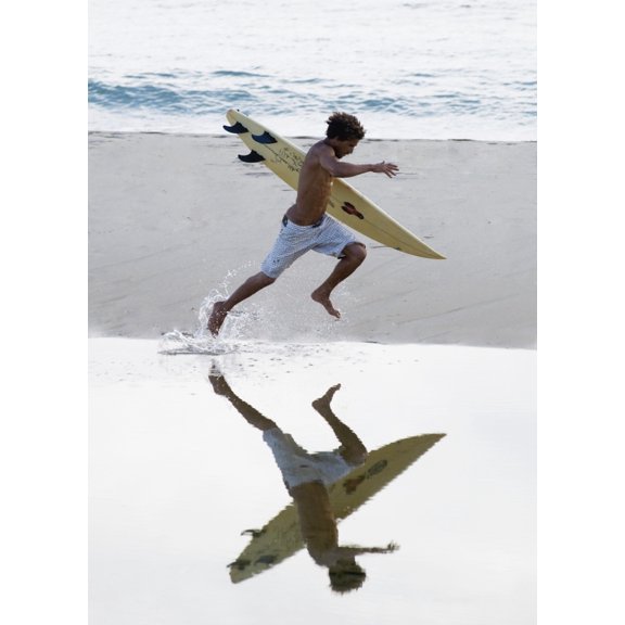 Posterazzi DPI1853303 Surfer Running with Surfboard Poster Print, 13 x 18