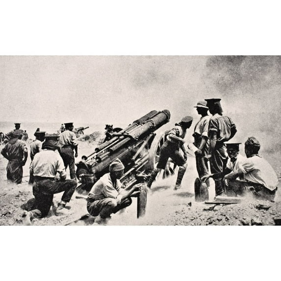 Posterazzi DPI1855306LARGE British Battery At Work On Gallipoli Peninsula Turkey From The War Illustrated Poster Print, Large - 36 x 22