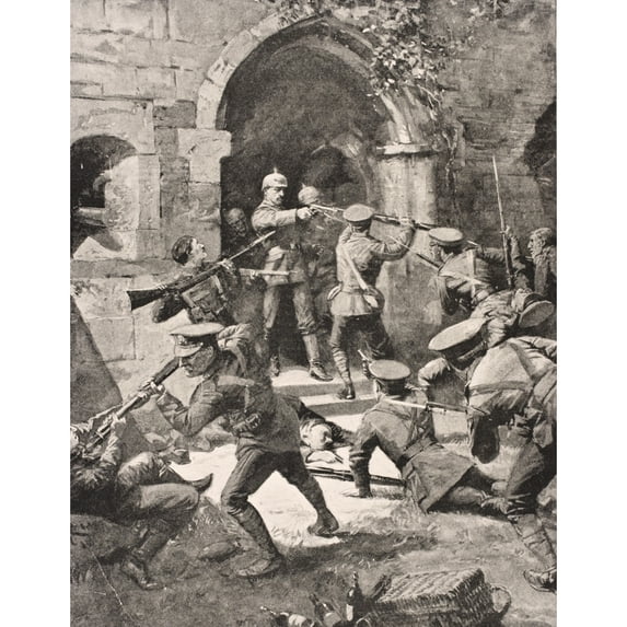 Posterazzi DPI1855326LARGE Hand To Hand Fighting As British Troops Attack German Defenders of Chateau Dhooge Near Ypres Belgium 1915 From The War Poster Print, Large - 24 x 32