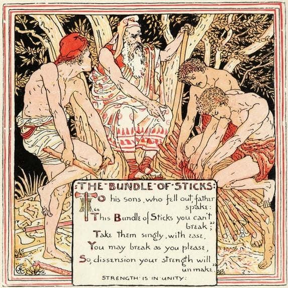 Posterazzi DPI1855453 The Bundle of Sticks From The Book Babys Own Aesop by Walter Crane Published C1920 Poster Print, 14 x 14