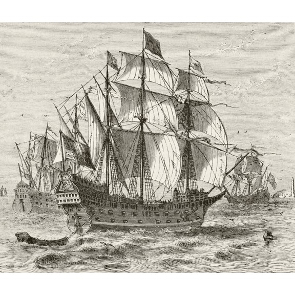 Posterazzi DPI1855756 English War Vessel Harry Grace A Dieu Built In 1513 From The National & Domestic History of England by William Aubrey Published London Circa 1890 Poster Print, 15 x 13
