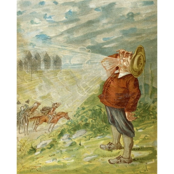 Posterazzi DPI1856417 How Baron Munchausen Obtained The Blower Illustration by Alphonse Adolf Bichard From The Book The Adventures of Baron Munchaus Poster Print, 13 x 16