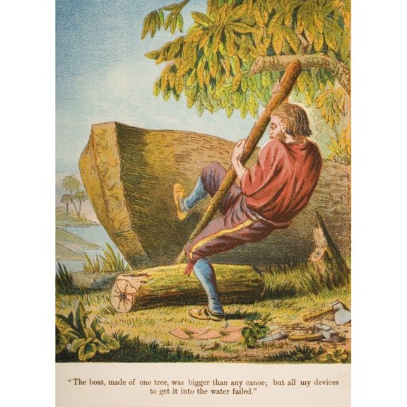 Posterazzi DPI1857045LARGE Chromolithographic Illustration From Life & Adventures of Robinson Crusoe by Daniel Defoe From A Softback Edition Published Poster Print, Large - 24 x 34