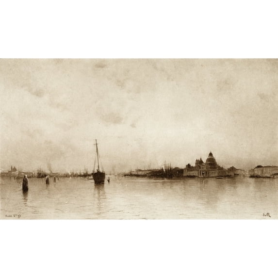 Posterazzi DPI1857050LARGE Evening Venice by I Will Pseudonym of Marie Joseph Lon Clavel 1853-1923. French Artist Poster Print, Large - 40 x 22
