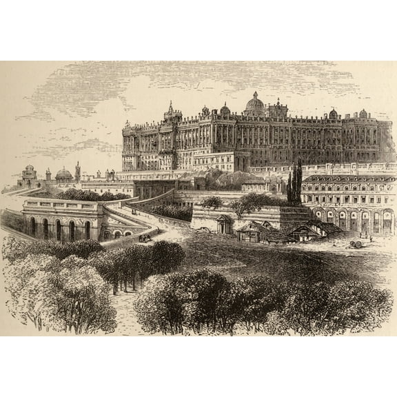 Posterazzi DPI1857137LARGE The Royal Palace Madrid Spain From The Book Spanish Pictures by The Rev Samuel Manning Published 1870 Poster Print, Large - 34 x 24