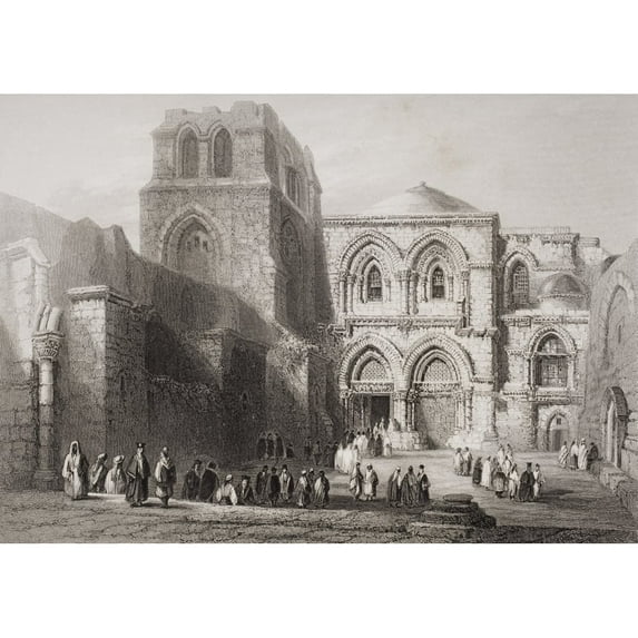 Posterazzi DPI1857291LARGE Church of The Holy Sepulchre Jerusalem. Original Tomb of Godfrey of Bouillon Poster Print, Large - 34 x 24