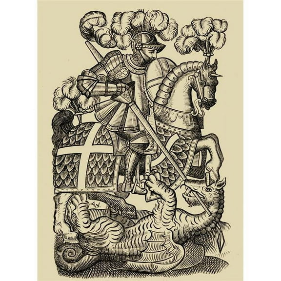 Posterazzi DPI1857430LARGE The Red Cross Knight From The First Edition of The Fairy Queen 1590 Poster Print, Large - 26 x 34