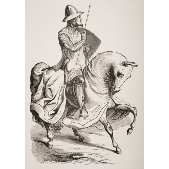 Posterazzi DPI1857863 Knight in War Harness After Miniature in 12th Century Psalter Poster Print, 12 x 17