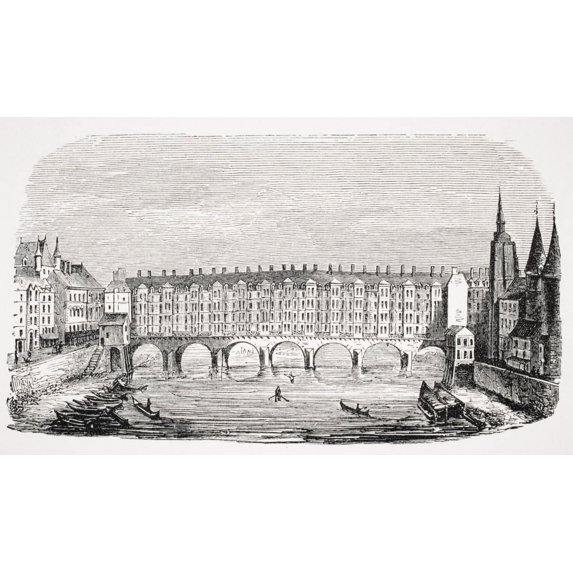 Posterazzi DPI1857983LARGE View of The Ancient Pont Aux Changeurs From An Engraving of The Topography of Paris Poster Print, Large - 36 x 22