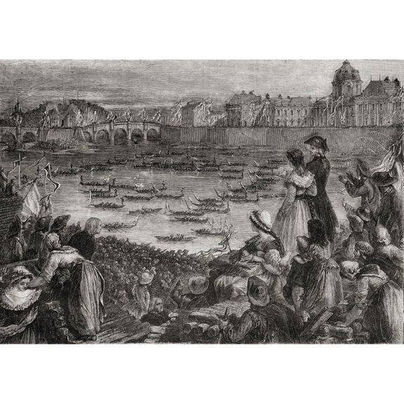 Posterazzi DPI1858136 Joust On The Water To Commemorate The Grande Federation From Histoire De La Revolution Francaise by Louis Blanc Poster Print, 18 x 12