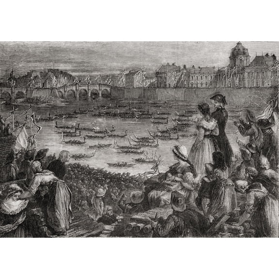 Posterazzi DPI1858136 Joust On The Water To Commemorate The Grande Federation From Histoire De La Revolution Francaise by Louis Blanc Poster Print, 18 x 12