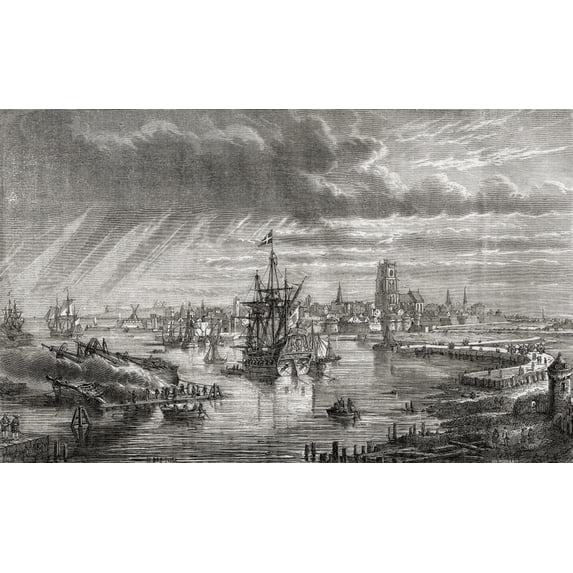 Posterazzi DPI1858208LARGE Dunkerque France Dunkirk In The 18th Century Engraved by Hildibrand After Poster Print, Large - 38 x 24