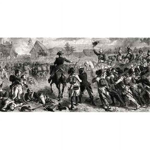 Posterazzi DPI1858221 Battle of Fleures, Belgium, 26 June 1794 Engraved by T.Shilippoteaux After E. Deschamps From Histoire De La Revolution Francaise by Louis Blanc Poster Print, 20 x 10
