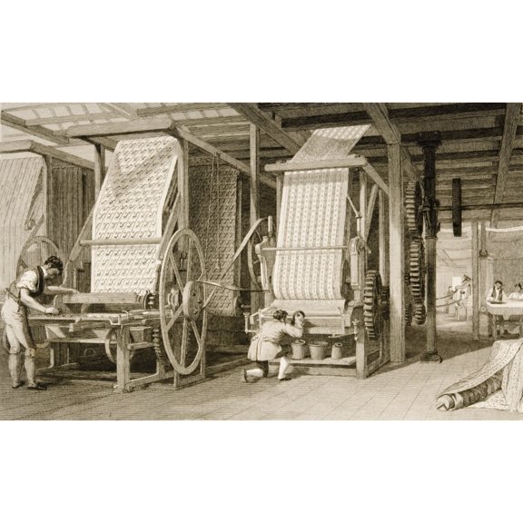 Posterazzi DPI1859050LARGE Calico Printing in Cotton Mill in 1830S. Drawn by T. Allom. Engraved by J. Carter Poster Print, Large - 36 x 22