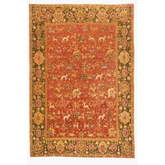 Posterazzi DPI1859060LARGE Ispahan Animal Rug From 16th Century Poster Print, Large - 22 x 34