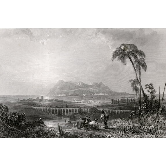 Posterazzi DPI1859505 Gibraltar Seen From Algeciras 19th Century Print Drawn From Nature by Lieutenant H.E. Allen Royal Engineers Engraved by C. Bentley Poster Print, 18 x 12