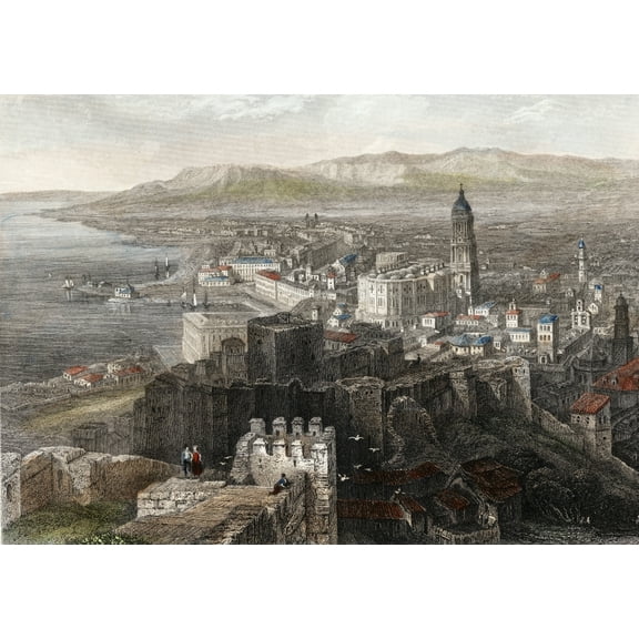 Posterazzi DPI1859532 Spain Malaga. General View. 1840 Steel Engraving Lalaise Poster Print, 18 x 12