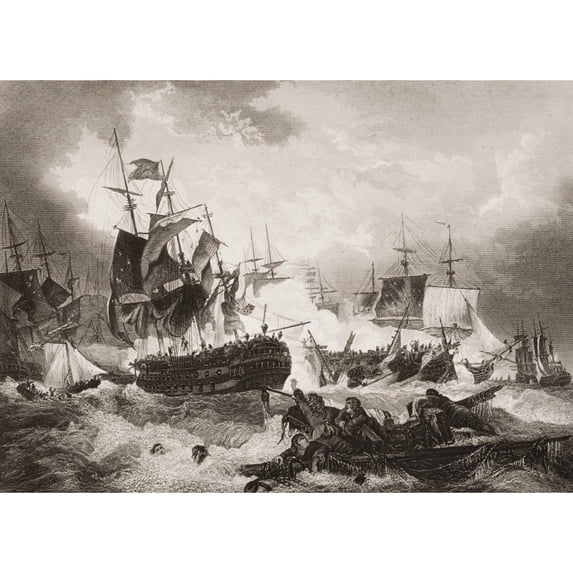 Posterazzi DPI1859559 Admiral Duncans Victory Over The Dutch Fleet In The North Sea October 11th Poster Print, 17 x 12