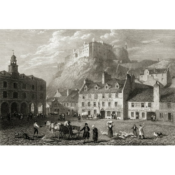 Posterazzi DPI1859872 Edinburgh Castle From The Grass-Market From The Original Painting by Lt Col Batty FRS From The Book Select Views Poster Print, 18 x 12