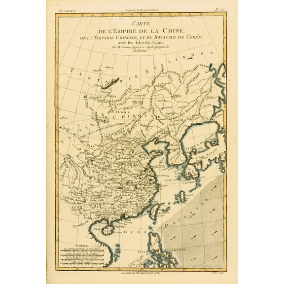 Posterazzi DPI1859927LARGE Map of China & Japan Circa.1760 From Atlas De Toutes Les Parties Connues Du Globe Terrestre by Cartographer Poster Print, Large - 24 x 34