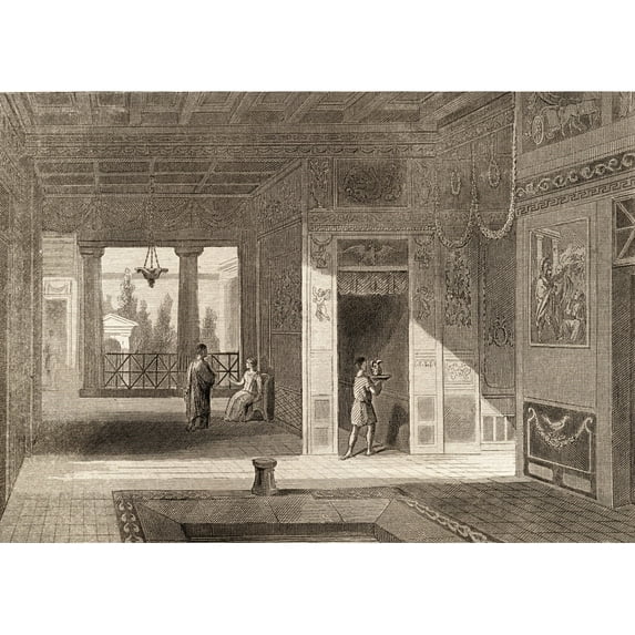 Posterazzi DPI1860022LARGE Inside & Patio of A Roman House Poster Print, Large - 36 x 24