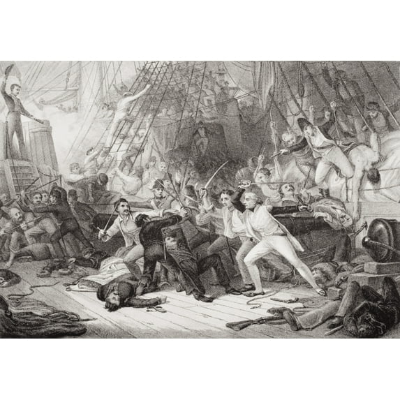 Posterazzi DPI1860097 Nelson Boarding The San Josef At Battle of St Vincent February 1797 Horatio Poster Print, 18 x 12