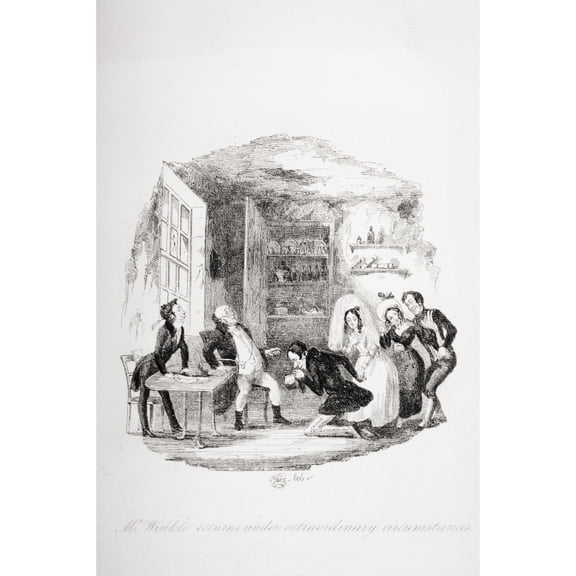 Posterazzi DPI1860232 Mr Winkle Returns Under Extraordinary Circumstances Illustration From the Charles Dickens Novel the Pickwick Papers by 1 Poster Print, 12 x 18