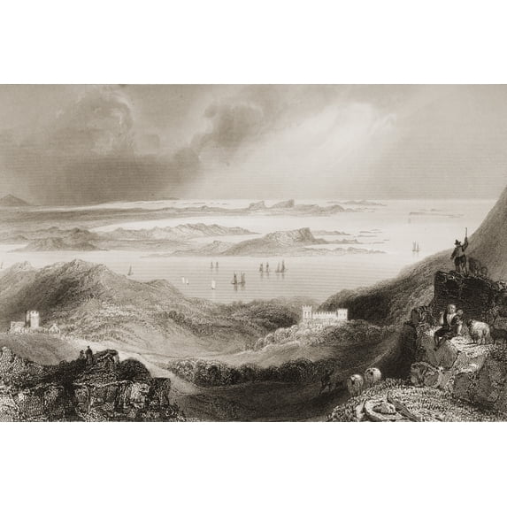Posterazzi DPI1860307 Clifden Castle Connemara County Galway Ireland Drawn by Whbartlett Engraved by W Mossman From the Scenery & Poster Print, 17 x 11