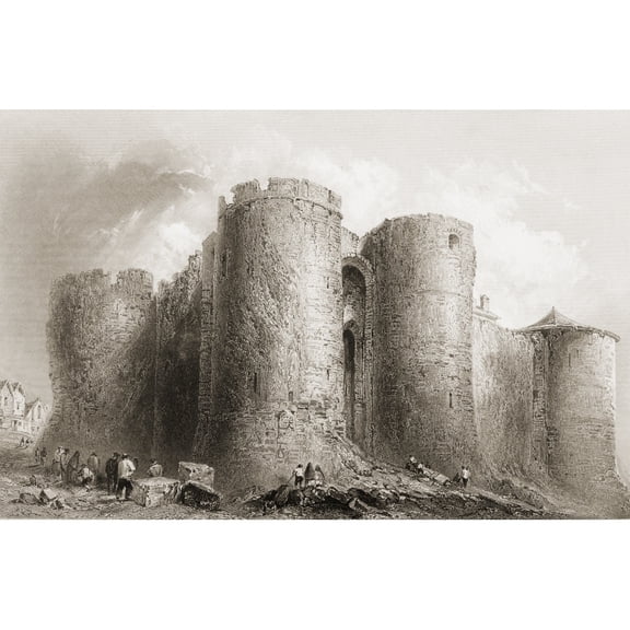 Posterazzi DPI1860387 The Castle of Limerick Limerick Ireland Drawn by Whbartlett Engraved by J Cousenfrom the Scenery & Antiquities Poster Print, 18 x 12