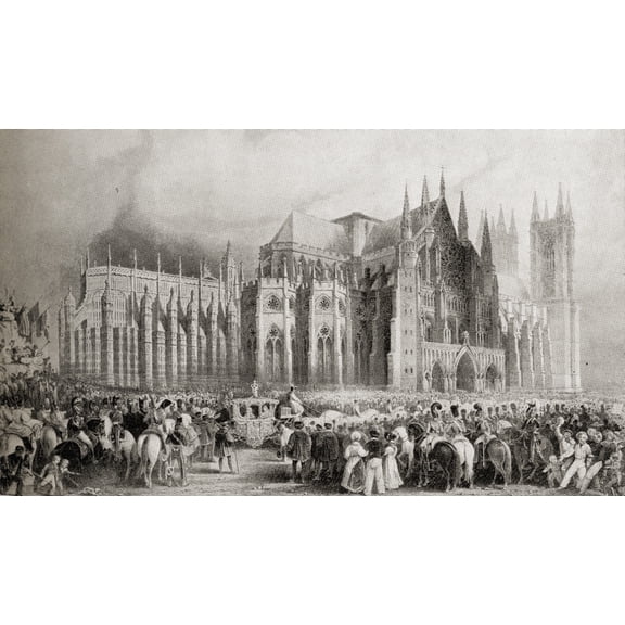 Posterazzi DPI1860567LARGE The Coronation Procession of Their Majesties William Iv & Queen Adelaide September 8 1831 From An Engraving by Wooln 3 Poster Print, 38 x 22