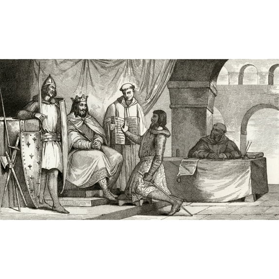 Posterazzi DPI1861239 Louis Ii the Stammerer 848 to 879 Receives An Oath of Allegiance From A Noble From Histoire De France by Colart Publishe Poster Print, 19 x 11