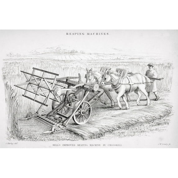 Posterazzi DPI1861666 Bells Improved Reaping Machine by Crosskill Designed by Patrick Bell Built by Crosskill From Circa 1850 Engraved by Jw Poster Print, 17 x 11