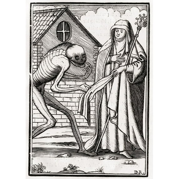Posterazzi DPI1861726LARGE Death Comes to the Abbess From Der Todten Tanz or the Dance of Death Published Basel 1843 Poster Print, 24 x 34