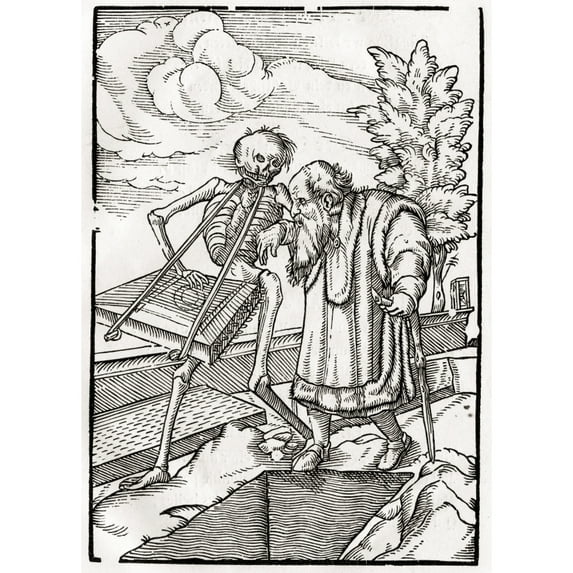 Posterazzi DPI1861729LARGE Death Comes to the Old Man or the Hermit Woodcut After Hans Holbein the Younger From Der Todten Tanz or the Dance of Dea Poster Print, 24 x 34