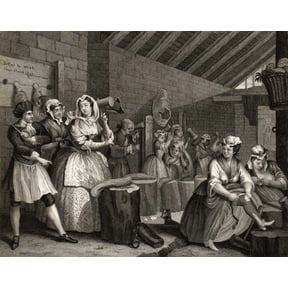 The Harlots Progress Scene In Bridewell From The Original Pictue By Hogarth From The Works Of Hogarth Published London 1833 Poster Print (16 x 13)
