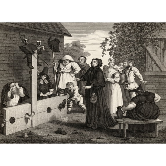 Posterazzi DPI1862139LARGE Hudibras & Ralpho In the Stocks Engraved by J Romney After Hogarth From the Poster Print, 34 x 24